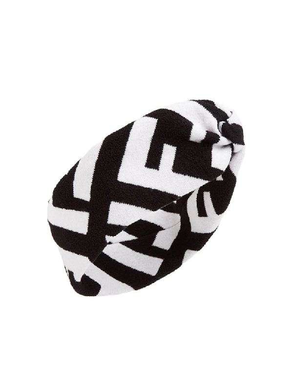 Fendi Logo Intarsia-knit Headband In 