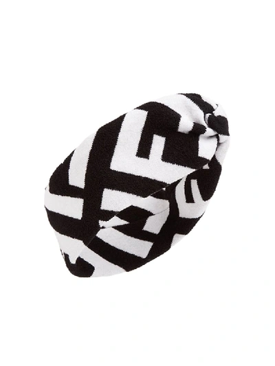 Fendi Logo Intarsia-knit Headband In Black
