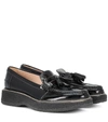 Tod's 35mm Tasseled Patent Leather Loafers In Black