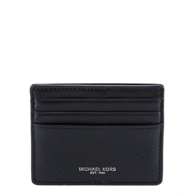 Michael Kors Men's Genuine Leather Credit Card Case Holder Wallet Harrison In Black