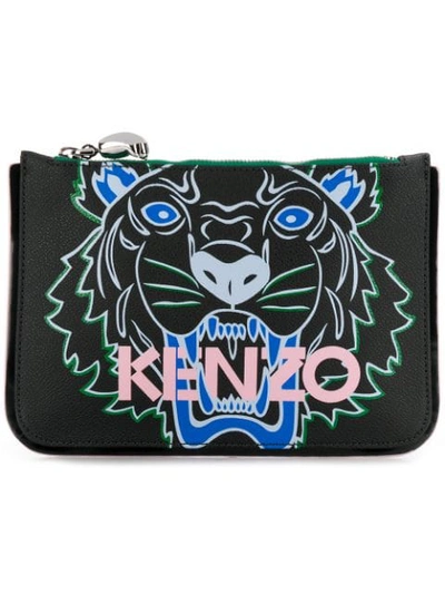 Kenzo Tiger-print Pouch - Black