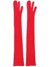 Maison Margiela Long Rib Knit Gloves In Red