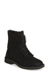 Ugg Quincy Leather And Sheepskin Lace Up Boots In Black