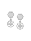 Tory Burch Logo Drop Earrings In Metallic