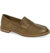 Sperry Seaport Penny Loafer In Olive Leather