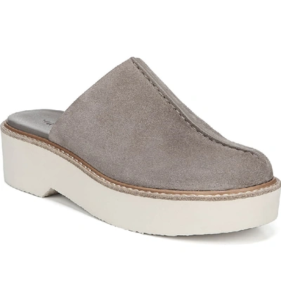 Vince Adler Genuine Shearling Lined Platform Mule In Light Woodsmoke