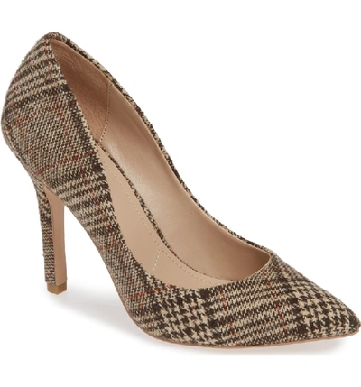 Charles By Charles David Maxx Pointy Toe Pump In Brown Plaid Fabric