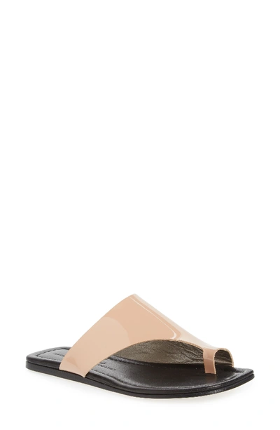 Agl Attilio Giusti Leombruni Asymmetrical Toe Thong Sandal In Nude Patent