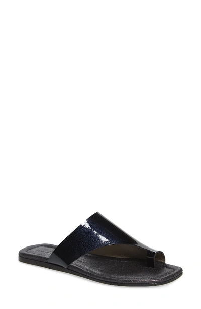Agl Attilio Giusti Leombruni Asymmetrical Toe Thong Sandal In Navy Patent