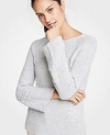 Ann Taylor Petite Cable Knit Sweater In Light Vapor Grey Heather