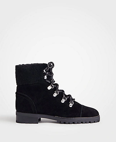 Ann Taylor Brock Suede Hiker Boots In Black