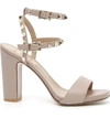 Valentino Garavani Rockstud Ankle Strap Block Sandal In Poudre