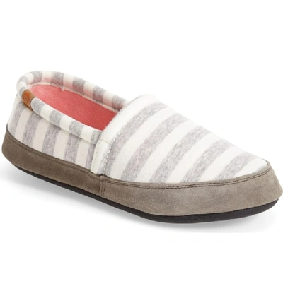 Acorn Summer Weight Moc Slipper In White Stripe