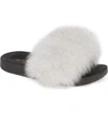 Patricia Green Foxy Genuine Fox Fur Slipper In White Genuine Fox Fur