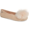 Ugg Andi Shearling Pouf Slippers In Amber Light Fabric