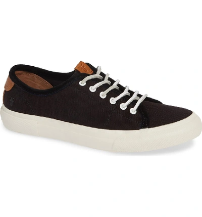 Frye Gia Low Lace-up Sneaker In Black Canvas