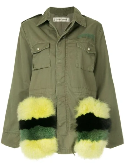 Tu Es Mon Tresor Fur Pocket Field Jacket In Green