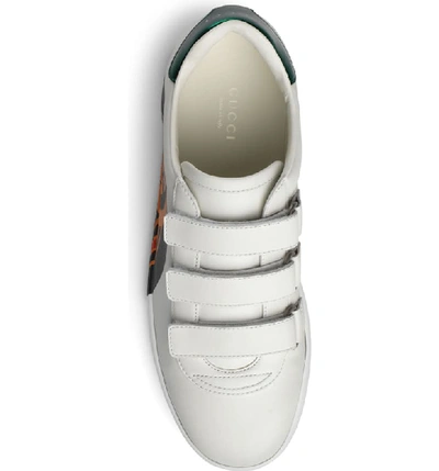 Gucci Printed Leather Grip Sneakers In White
