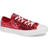 Converse Chuck Taylor All Star Sequin Low Top Sneaker In Red Cherry Sequins