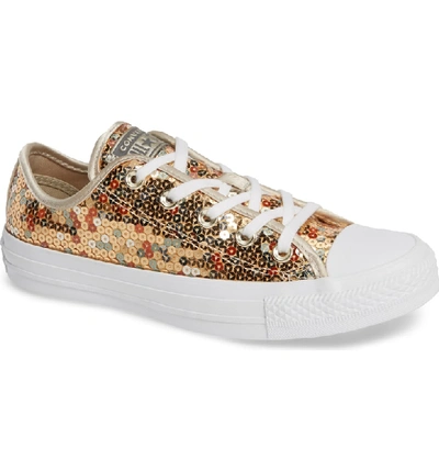 Converse Chuck Taylor All Star Sequin Low Top Sneaker In Gold Sequins
