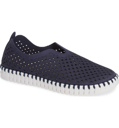 Ilse Jacobsen Tulip 139 Perforated Slip-on Sneaker In Navy Nubuck