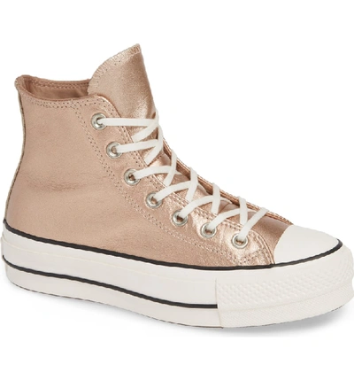 Converse Chuck Taylor All Star Platform High Top Sneaker In Particle Beige Leather