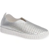 Ilse Jacobsen Tulip 139 Perforated Slip-on Sneaker In Silver Leather