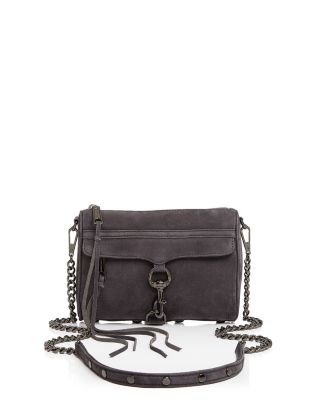 Rebecca Minkoff Mini Mac Nubuck Crossbody In New Grey/gunmetal | ModeSens