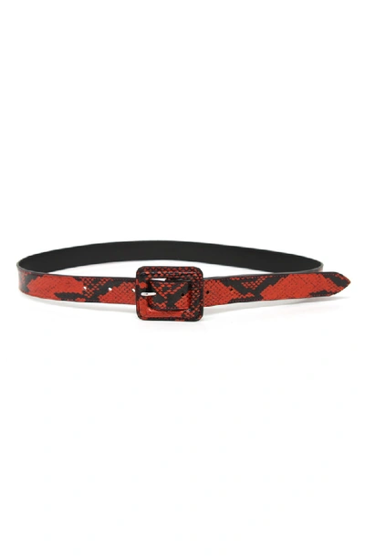 B-low The Belt Mini Ana Python Embossed Belt In Red