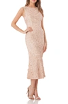 Js Collections Soutache Mesh Dress In Champagne