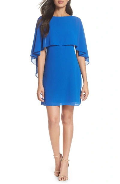 Vince Camuto Cape Overlay Dress In Royal
