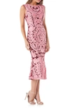 Js Collections Soutache Mesh Dress In Pink/ Wine