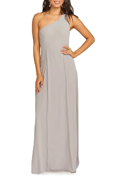 Show Me Your Mumu Eliza One-shoulder Gown In Dove Grey