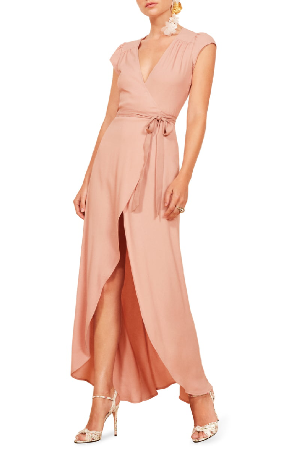 reformation chamomile wrap dress