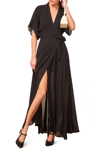 ralph lauren black velvet dress Haylee Black Celestial Wrap Maxi Dress main image 1