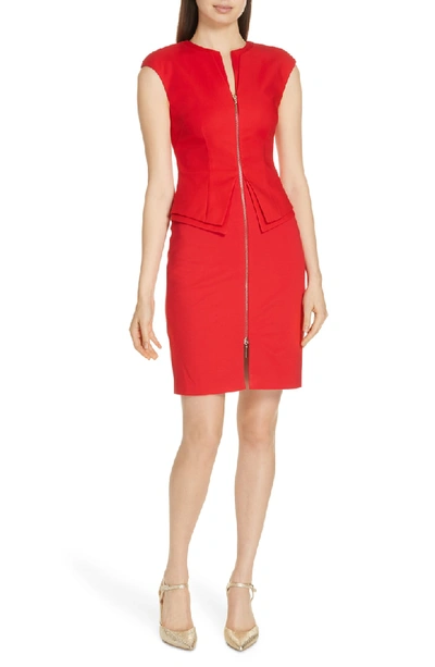 Ted Baker Kwyli Structured Peplum Body-con Dress In Red