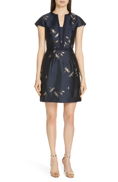 Ted Baker Hartty Dragonfly Jacquard Dress In Navy | ModeSens