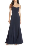 Jenny Yoo Aniston Luxe Crepe Trumpet Gown In Midnight