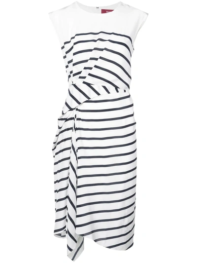 Sies Marjan Anita Asymmetric Striped Silk-crepe Dress In White