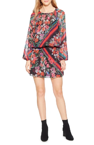 Parker Christina Floral-print Blouson Long-sleeve Dress In Madison Stripe