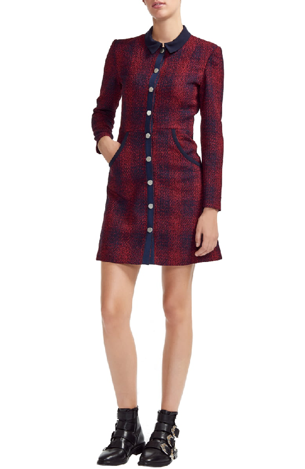 maje tweed shirt dress