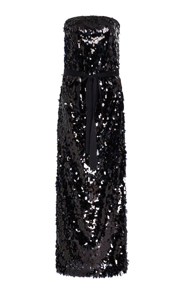Black Strapless Sequin Dress