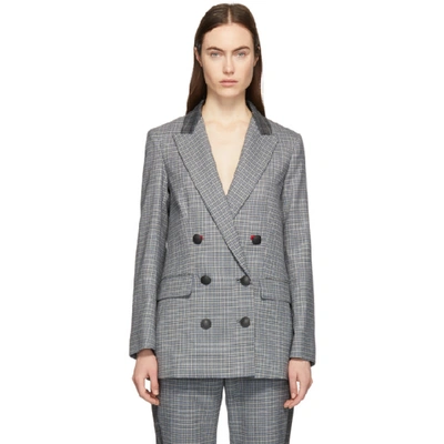 Rag & Bone Ellie Double-breasted Checked Wool-blend Twill Blazer In Grey