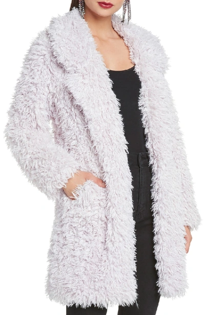 Willow & Clay Faux Fur Coat In Lilac