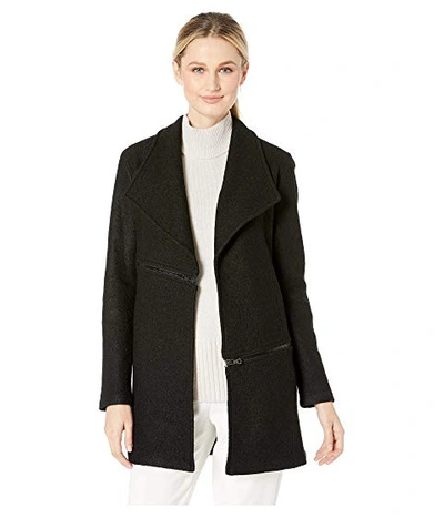 Anne Klein Wing Collar Zip Detail Wool Blend Jacket In Anne Black