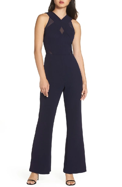 Harlyn Illusion Inset Jumpsuit In Navy