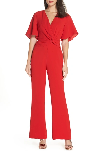 Harlyn Twist Front Jumpsuit In Red