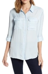 Vince Camuto Two-pocket Rumple Blouse In Chalk Blue