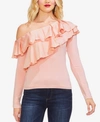Vince Camuto Asymmetrical Tiered-ruffle Top In Rose Buff