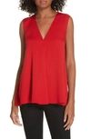 Theory Silk V-neck Draped-front A-line Top In Peppercorn